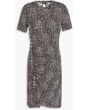 Rabanne Ruched Printed Jersey Mini Dress - Black