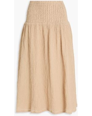 By Malene Birger Sol Ramie And Cotton-blend Gauze Midi Skirt - Natural