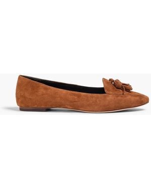 Veronica Beard Cleo Tasselled Suede Point-toe Flats - White