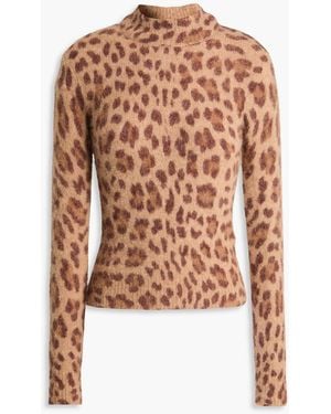 Zimmermann Leopard-Print Alpaca-Blend Mock-Neck Sweater - White