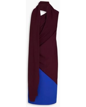 ROKSANDA One-shoulder Two-tone Crepe Midi Dress - Purple