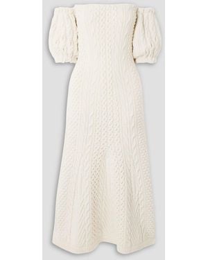 Gabriela Hearst Alastor Off-The-Shoulder Cable-Knit Wool And Cashmere-Blend Maxi Dress - Natural