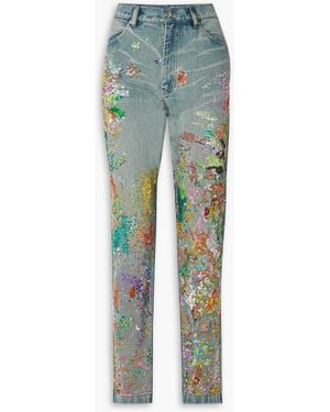 Ashish Embellished High-rise Tapered Jeans - Blue
