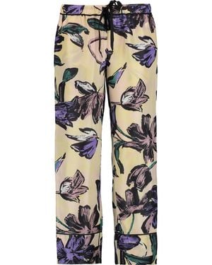 Marni Printed Silk Straight-Leg Pants - Blue