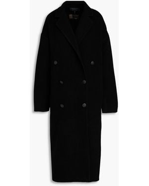 Rag & Bone Thea Double-breasted Brushed Wool-blend Felt Coat - Black