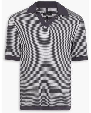 Rag & Bone Striped Cotton-Blend Polo Shirt - Grey