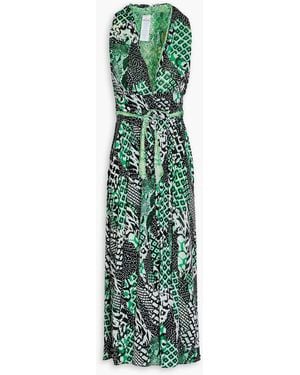 Diane von Furstenberg Pia Reversible Printed Stretch-mesh Midi Wrap Dress - Green