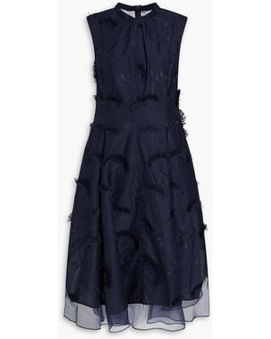 3.1 Phillip Lim Embroidered Fil-Coupé Cotton-Organza Dress - Blue