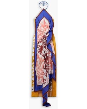 Rosie Assoulin Neckholder-maxikleid aus bedrucktem baumwoll-voile mit knoten - Weiß