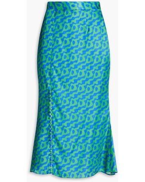 Olivia Rubin Midirock aus satin mit print - Blau