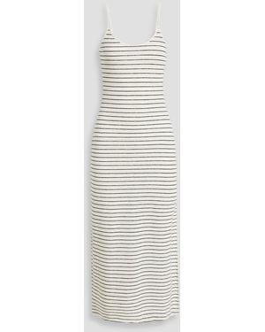 Onia Striped Linen-blend Jersey Maxi Dress - White