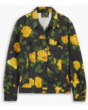Quinn Floral-print Denim Jacket - Yellow
