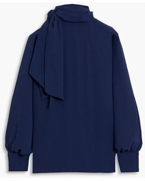 Mikael Aghal Tie-Neck Chiffon Blouse - Blue
