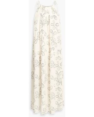 Anine Bing Santana Printed Crepe De Chine Maxi Dress - White
