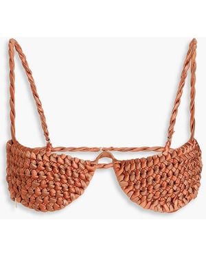 Isa Boulder Bügel-bikini-oberteil aus geflochtenem stretch-satin - Braun