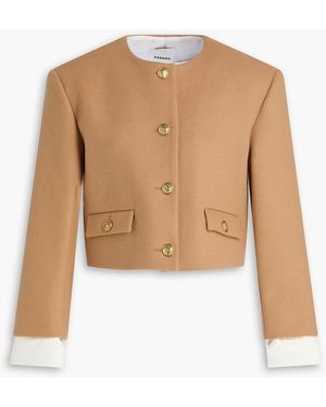 Sandro Cropped Wool-blend Felt Jacket - White