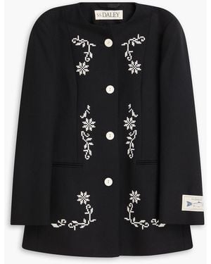 S.S.Daley Ophelia Embroidered Wool-twill Jacket - Black