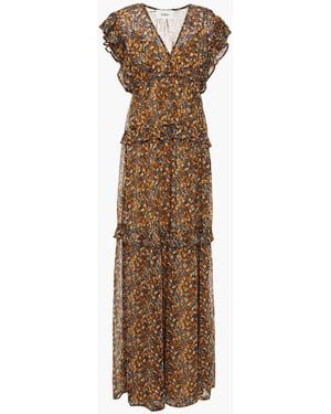 Ba&sh Samanta Ruffled Printed Georgette Maxi Dress - Brown