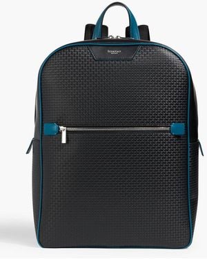 Serapian Embossed Coated-Canvas And Leather Backpack - Black