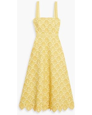 Saloni Aubrey Broderie Anglaise Cotton Midi Dress - Yellow