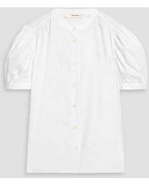 FRAME The Gathered Cotton-Poplin Top - White