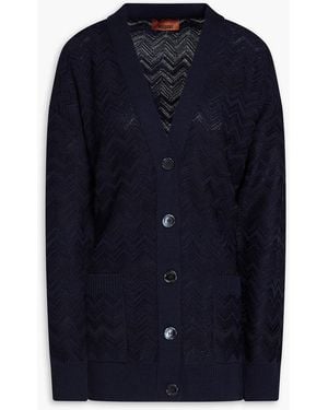 Missoni Crochet-knit Wool-blend Cardigan - Blue