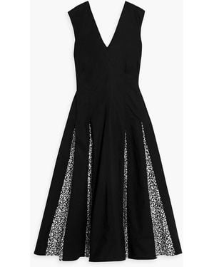 10 Crosby Derek Lam Ella midikleid aus baumwollpopeline mit falten und print - Schwarz