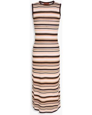 Missoni Striped Crochet-Knit Cotton-Blend Midi Dress - White