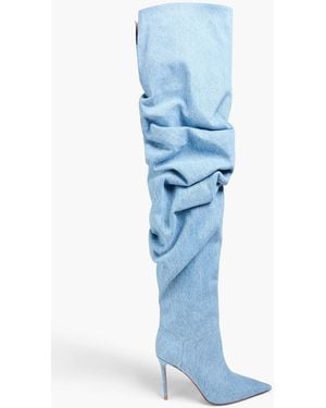 AMINA MUADDI Jahleel Denim Thigh Boots - Blue