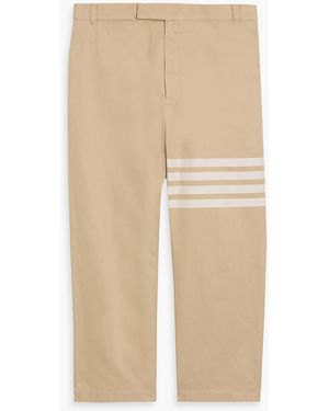 Thom Browne Striped Cotton-Twill Pants - Natural