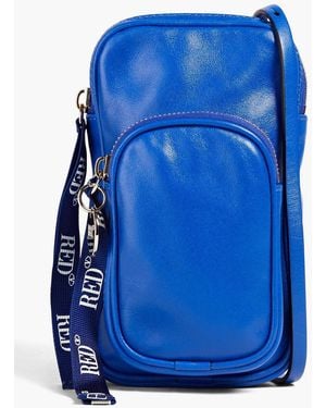 Red(V) Leather Phone Pouch - Blue