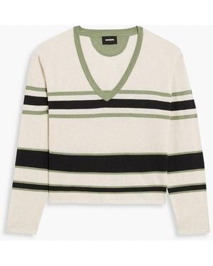 Monrow Striped Stretch-knit Sweater - White