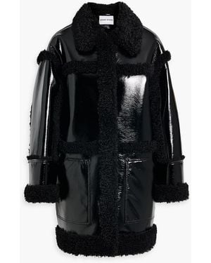 Stand Studio Elsie Faux Shearling-trimmed Vinyl Coat - Black