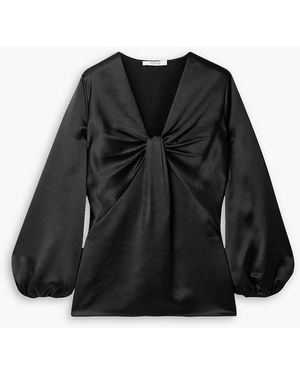 10 Crosby Derek Lam Cailyn Draped Hammered-satin Blouse - Black