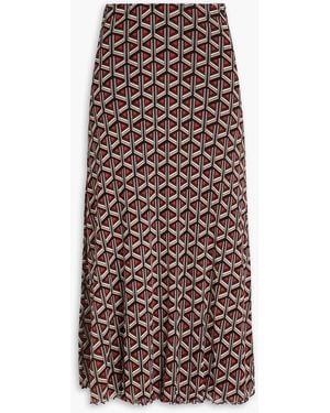 Diane von Furstenberg Darlene Reversible Printed Mesh Midi Skirt - Red