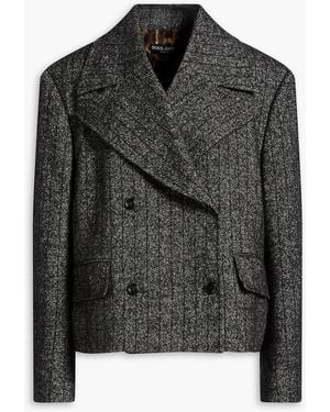 Dolce & Gabbana Double-breasted Striped Wool-blend Tweed Jacket - Black