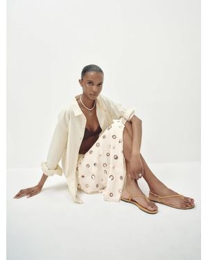Reformation Luna Flat Sandal 9 - Natural