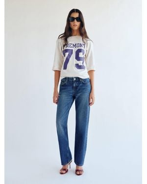 Reformation Charlee Low Rise Straight Leg Jeans Denim - Blue