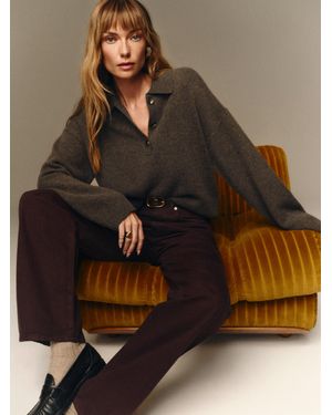 Reformation Brooklyn Cashmere Polo Jumper - Brown