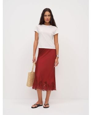 Reformation Carolina Silk Skirt - Red