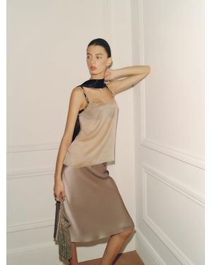Reformation Layla Silk Knee Length Skirt - Natural