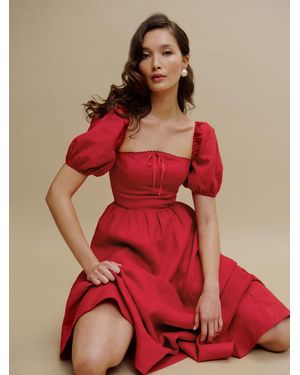 Reformation Marella Linen Dress 2 - Red