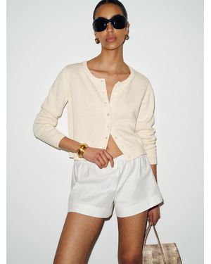 Reformation Clara Cotton Crew Cardigan - White