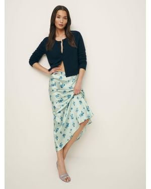 Reformation Petites Layla Silk Skirt - Blue