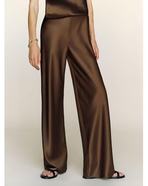 Reformation Gale Satin Mid Rise Bias Pant - Brown