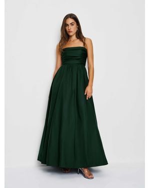 Reformation Kastoria Gathered Stretch-Cotton Maxi Dress - Green