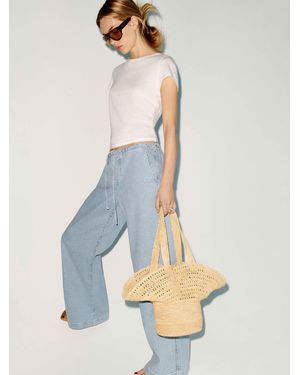 Reformation Sonia Hat Bag Raffia - Blue