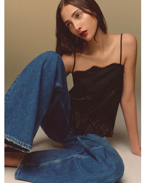 Reformation Silvia Silk Top Jacquard - Blue