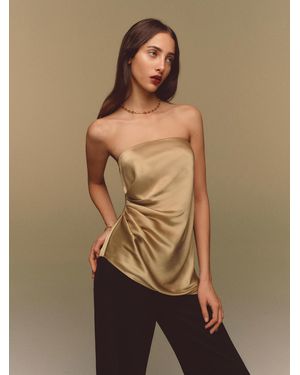 Reformation Quinley Silk Top - Natural