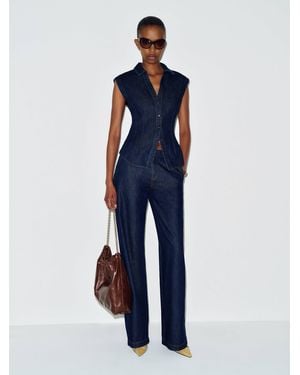 Reformation Veronica Denim Top - Blue